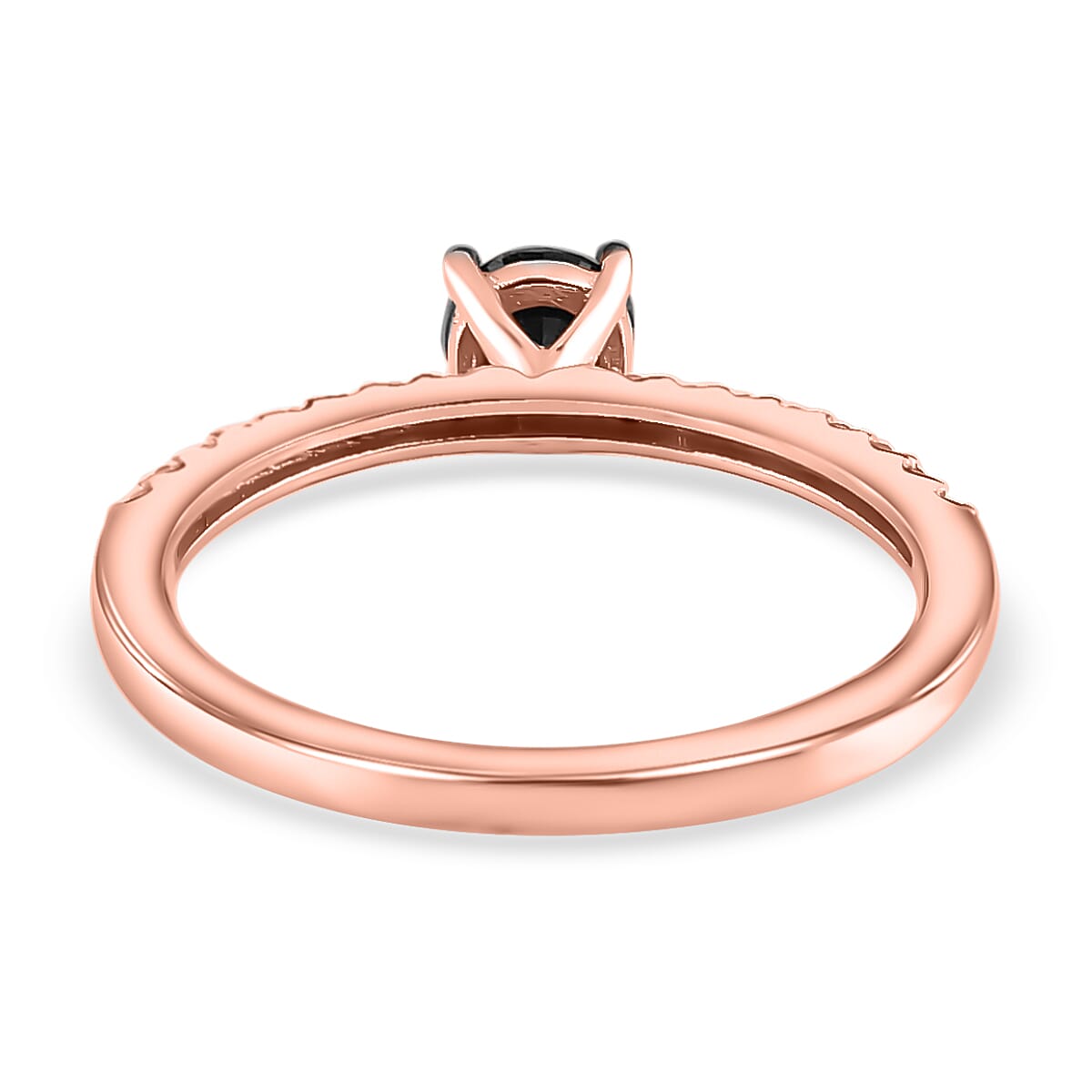 Black Diamond and  White Diamond Ring in 18K Vermeil Rose Gold Overlay Sterling Silver 0.52 Ct