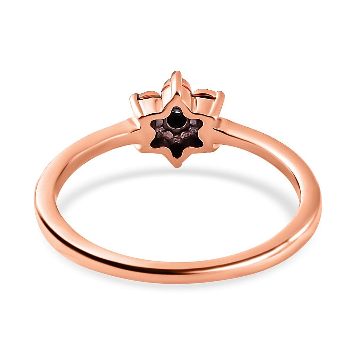 Champagne Diamond Floral Ring in 18K Rose Gold Vermeil Plated Sterling Silver