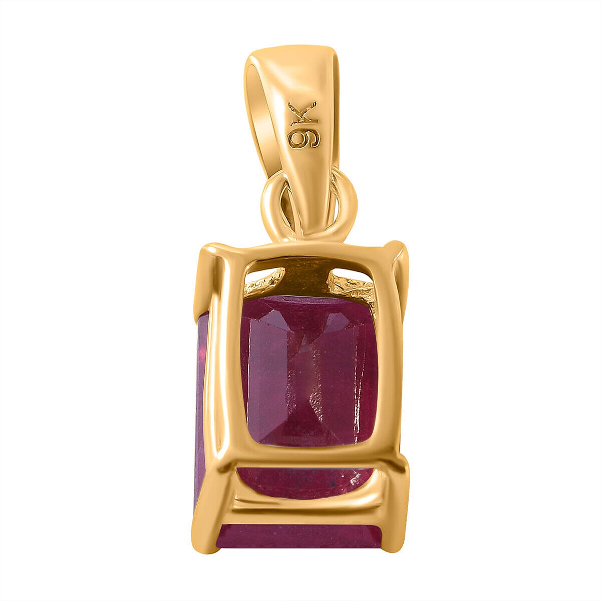 9K Yellow Gold African Ruby Pendant 1.50 Ct