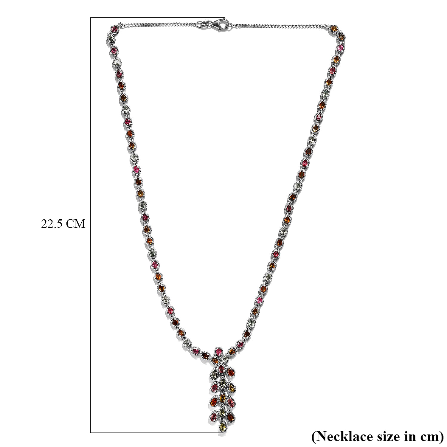 Multi-Tourmaline Necklace (Size - 20) in Platinum Overlay Sterling Silver 12.00 Ct, Silver Wt. 28.95 Gms.