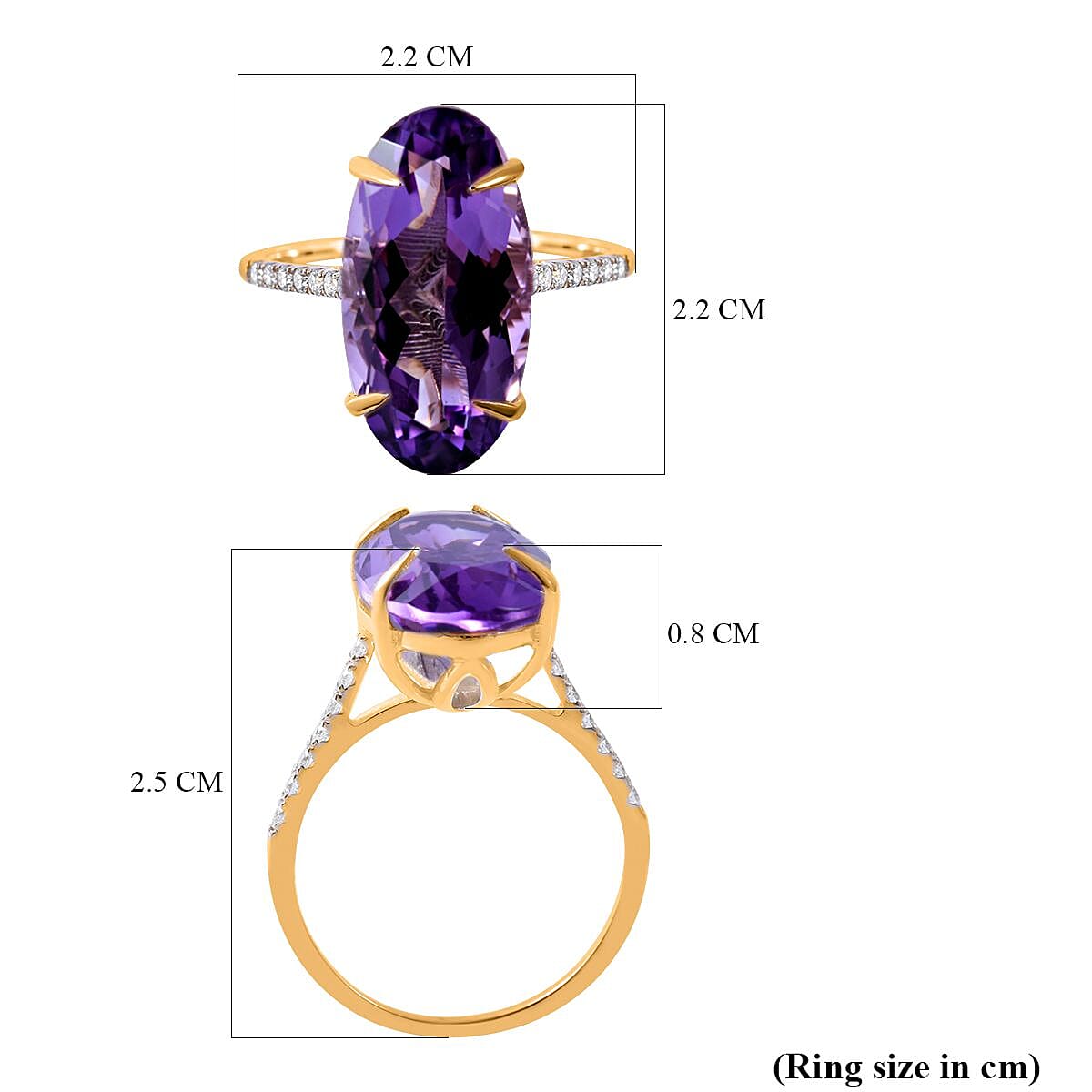 9K Yellow Gold Lusaka Amethyst and Moissanite Ring 10.23 Ct.