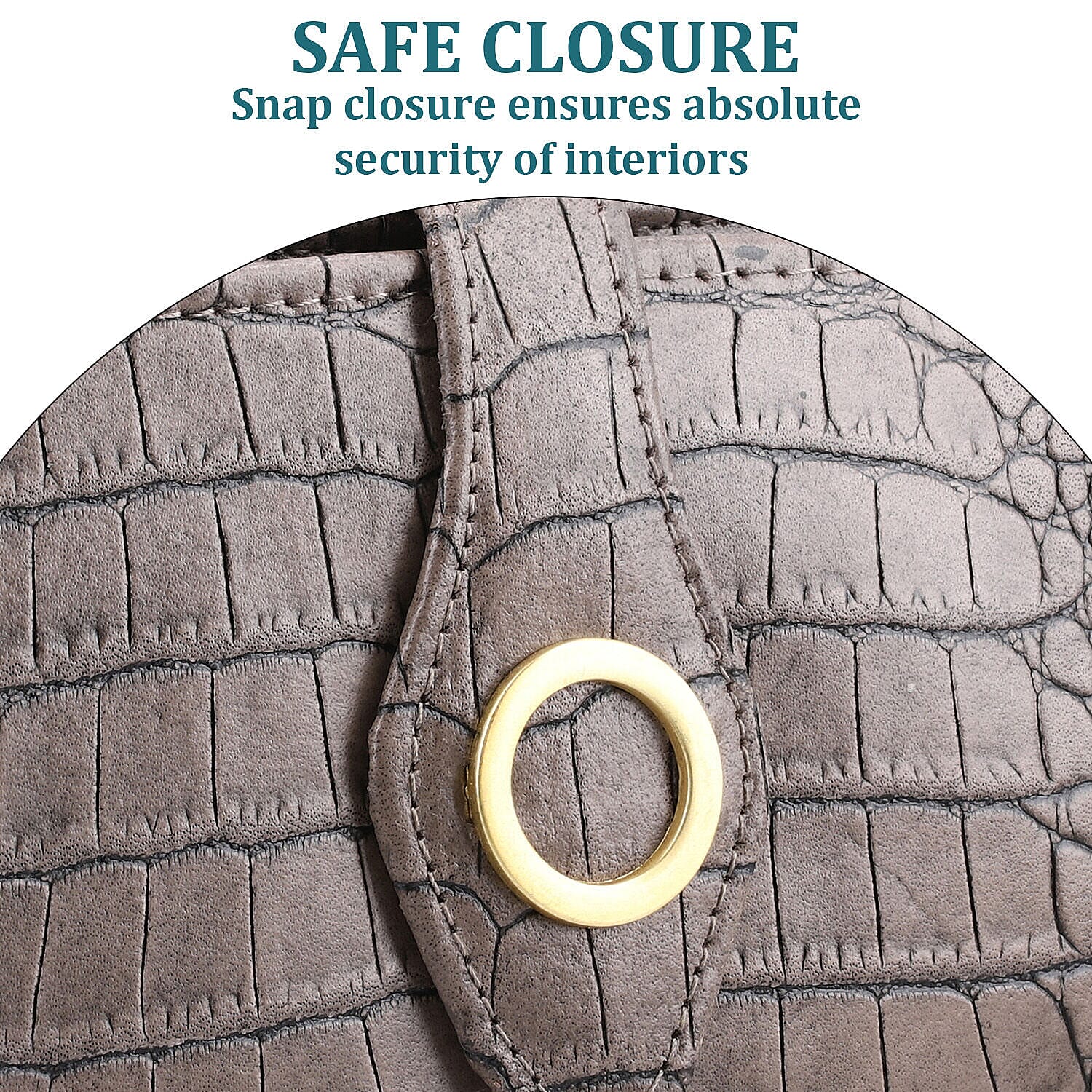 Chic Boutique- 100% Genuine Leather Croc Embossed RFID Protected Wallet with 15 card slots & Leather Wristlet - Taupe