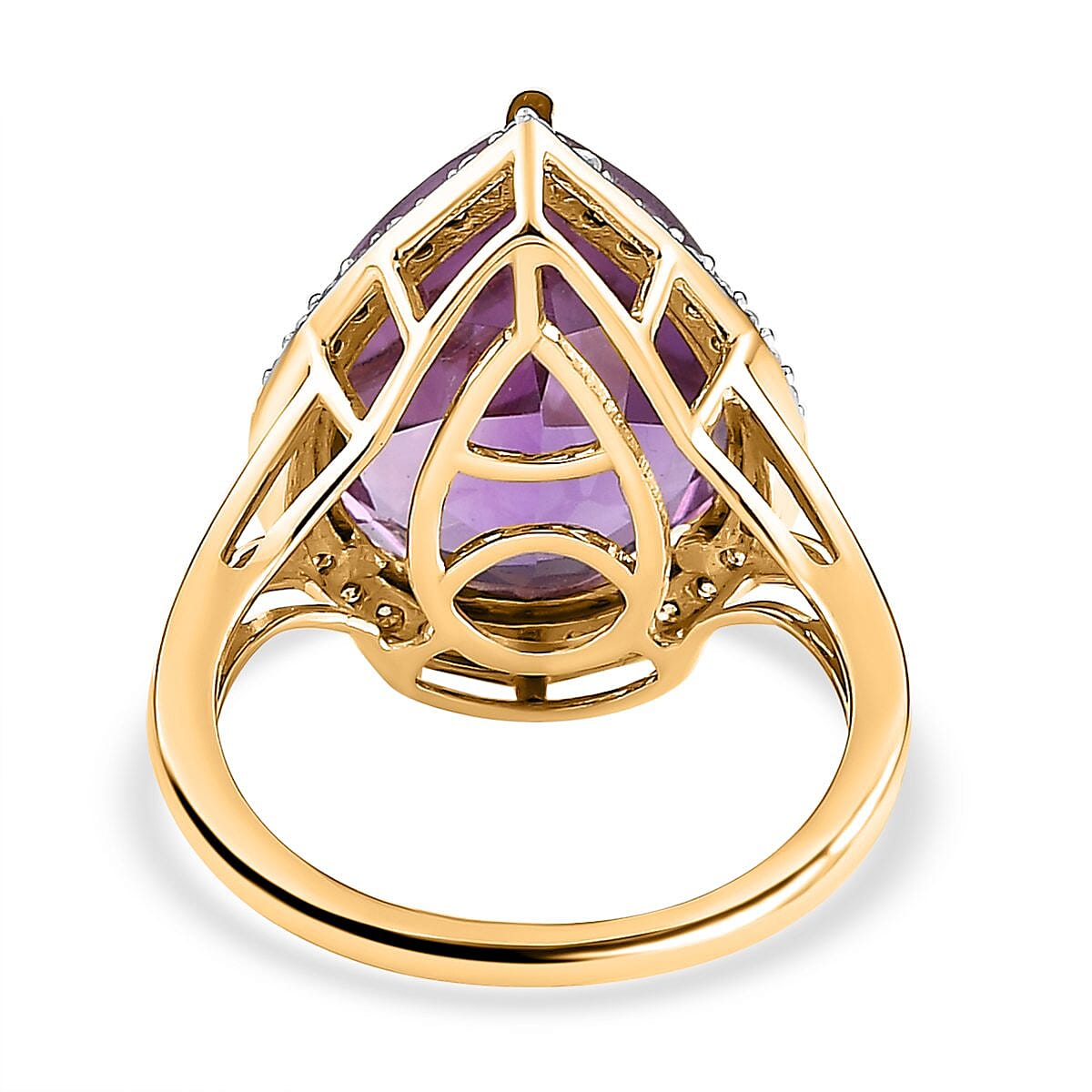 9K Yellow Gold Amethyst and Moissanite Ring 8.31 Ct