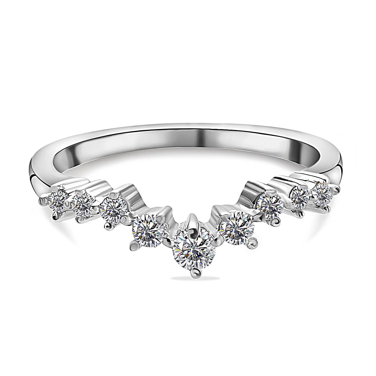 Moissanite Wishbone Ring in Sterling Silver