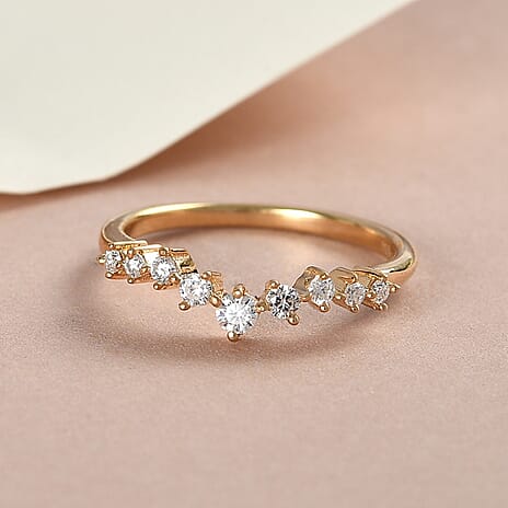 Moissanite Scatter Wishbone Ring in 18K Vermeil Yellow Gold Plated in Sterling Silver