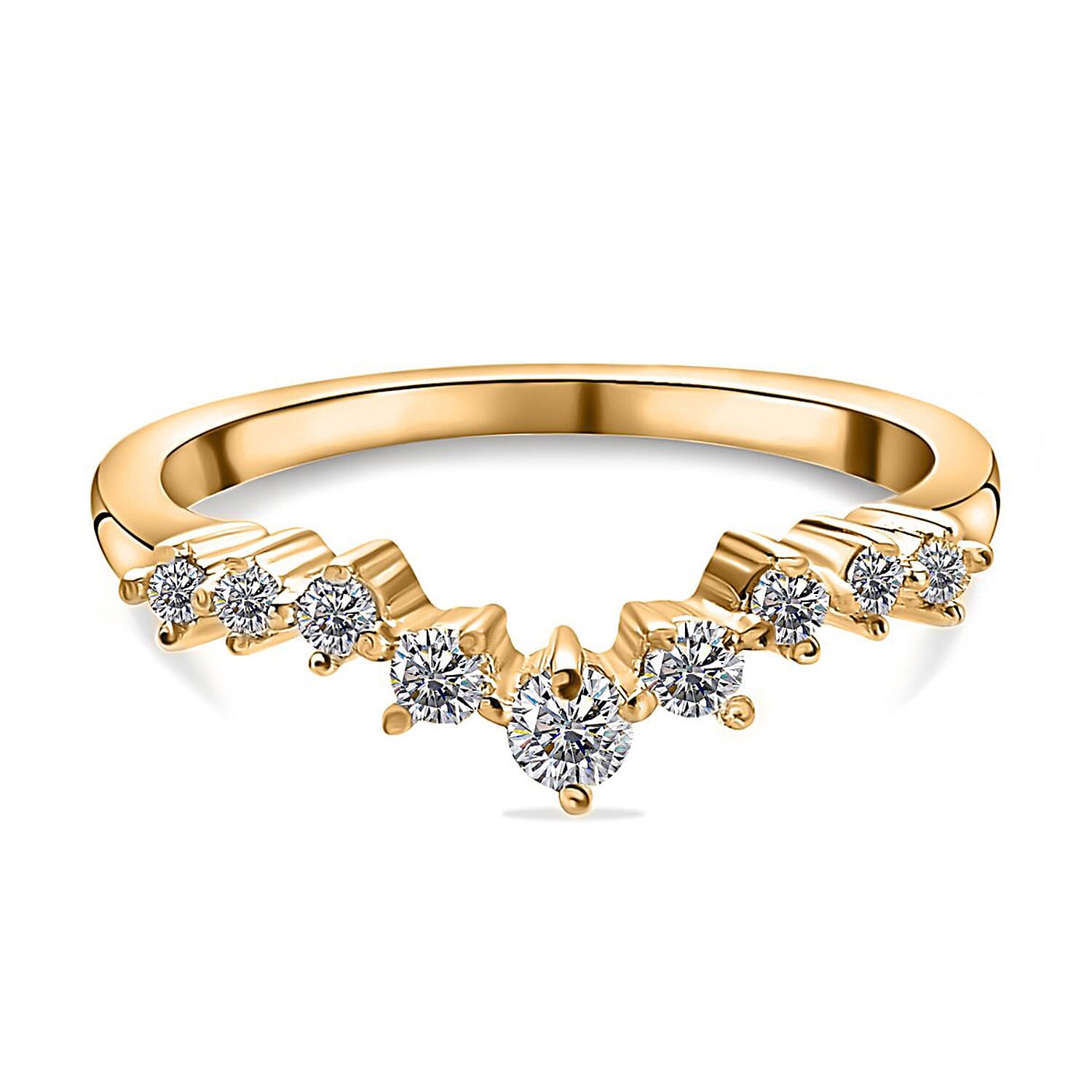 Moissanite Wishbone Ring in Sterling Silver