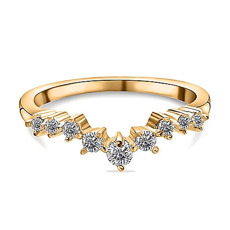 Moissanite Scatter Wishbone Ring in 18K Vermeil Yellow Gold Plated in Sterling Silver