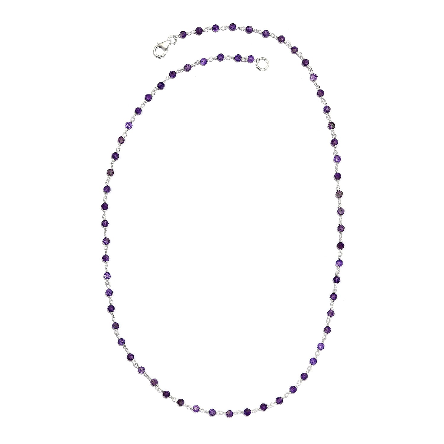 OTO - African Amethyst Beads Necklace (Size - 20) Sterling Silver 13.195 Ct.