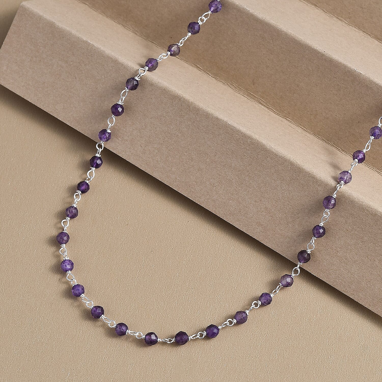 OTO - African Amethyst Beads Necklace (Size - 20) Sterling Silver 13.195 Ct.