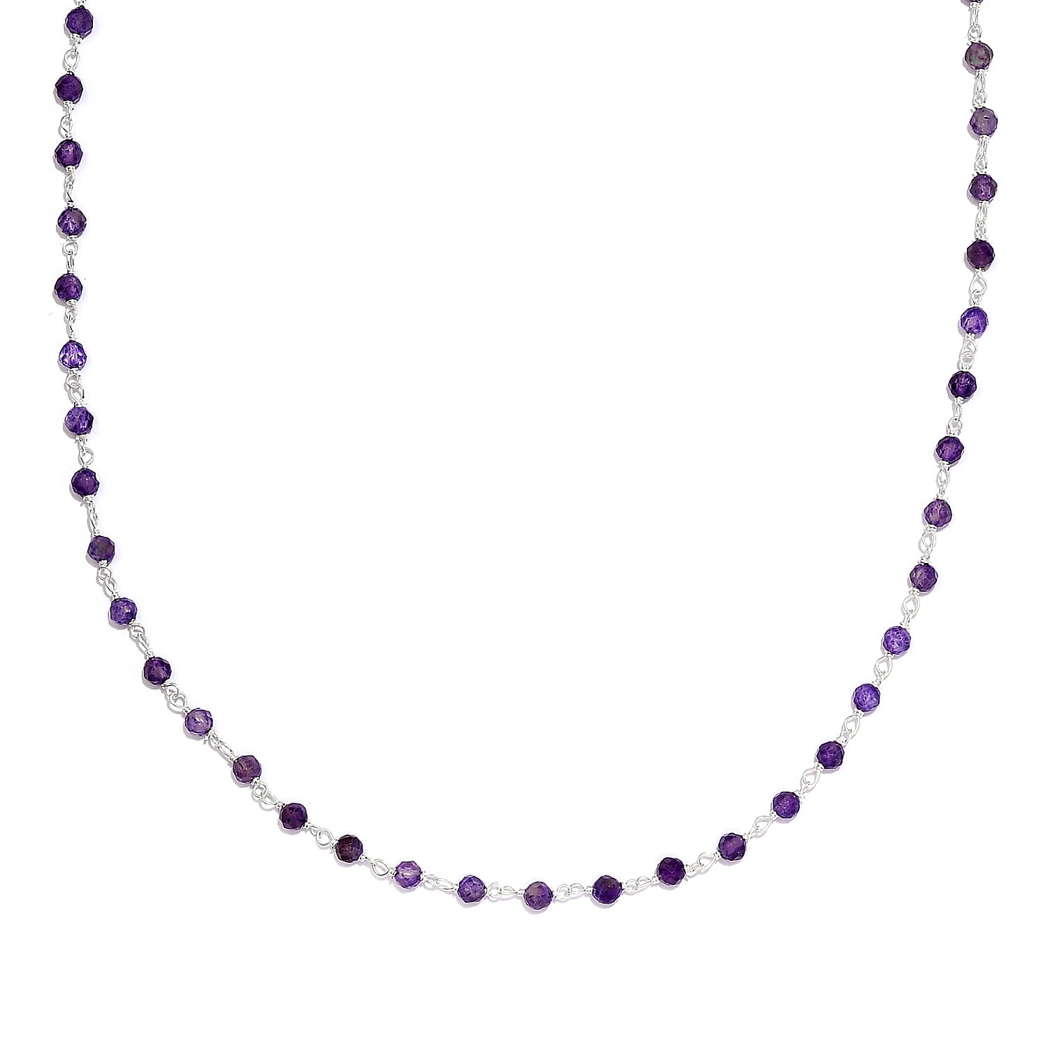 OTO - African Amethyst Beads Necklace (Size - 20) Sterling Silver 13.195 Ct.