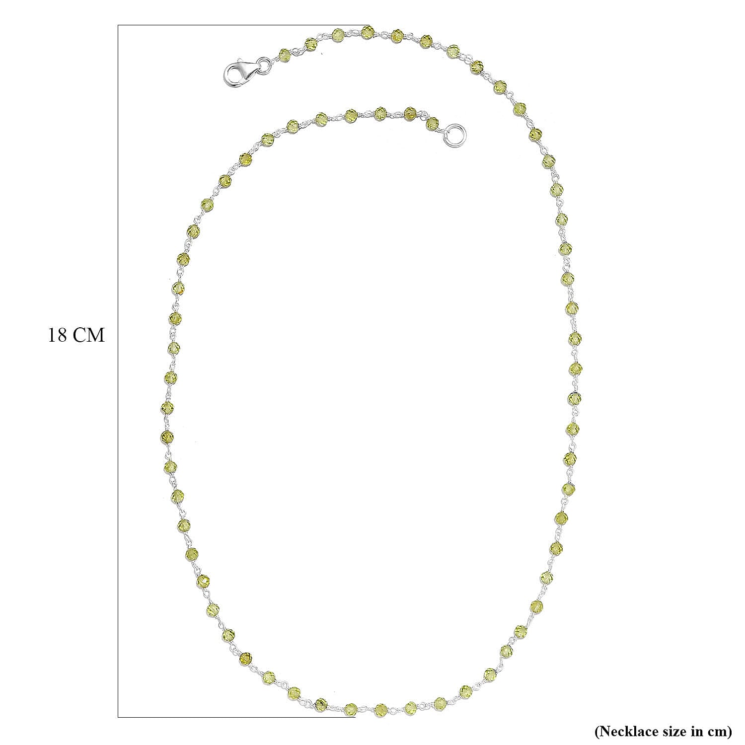 Hebei Peridot Beads Necklace (Size - 20) in Sterling Silver 15.47 Ct.