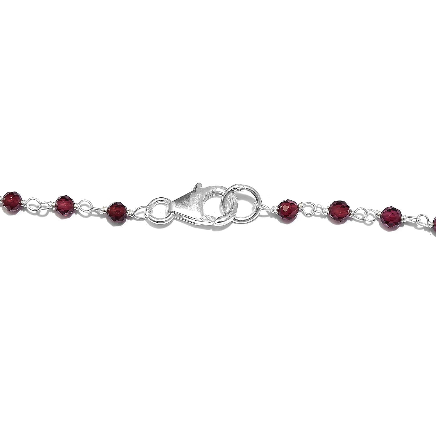 Red Garnet Beads Necklace (Size - 20) in Sterling Silver 16.77 Ct.