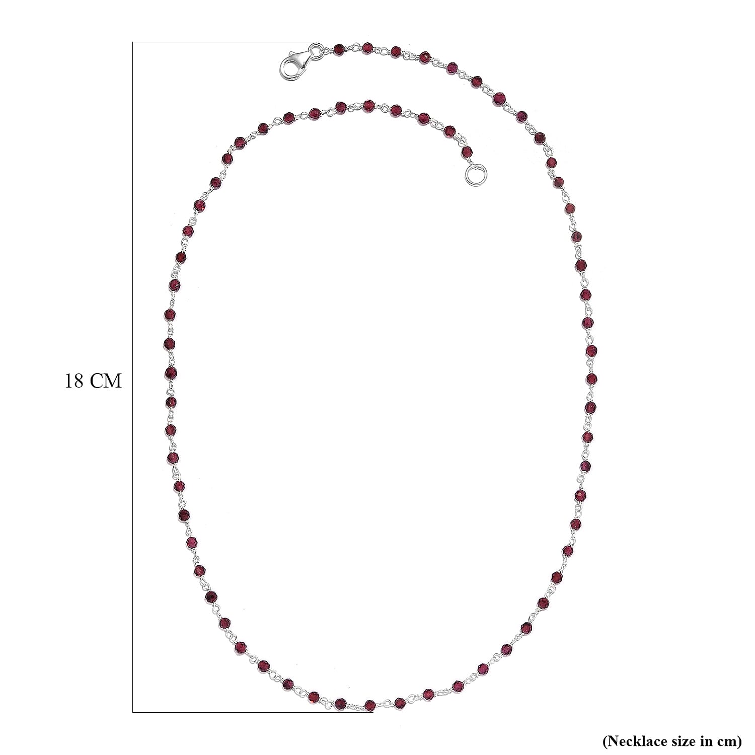Red Garnet Beads Necklace (Size - 20) in Sterling Silver 16.77 Ct.