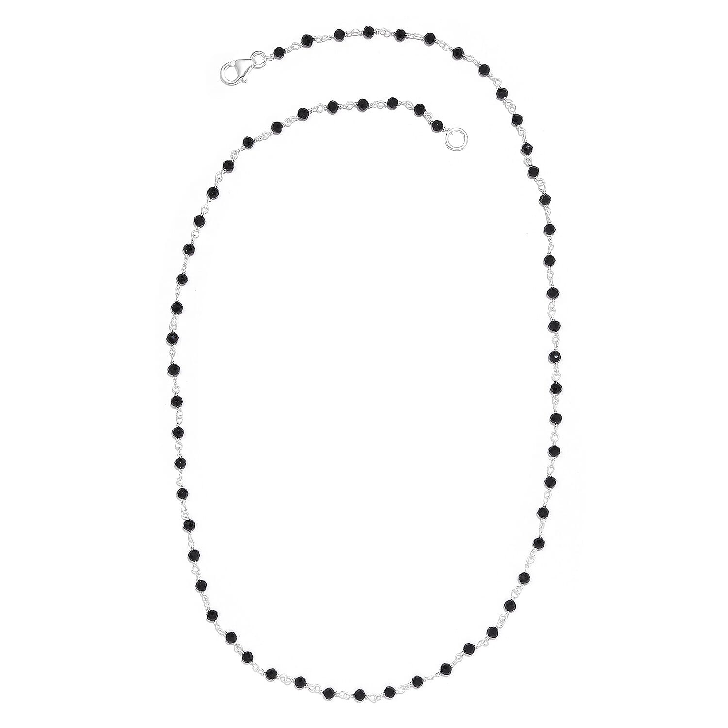 Boi Ploi Black Spinel Beads Necklace (Size - 20) in Sterling Silver 15.60 Ct.