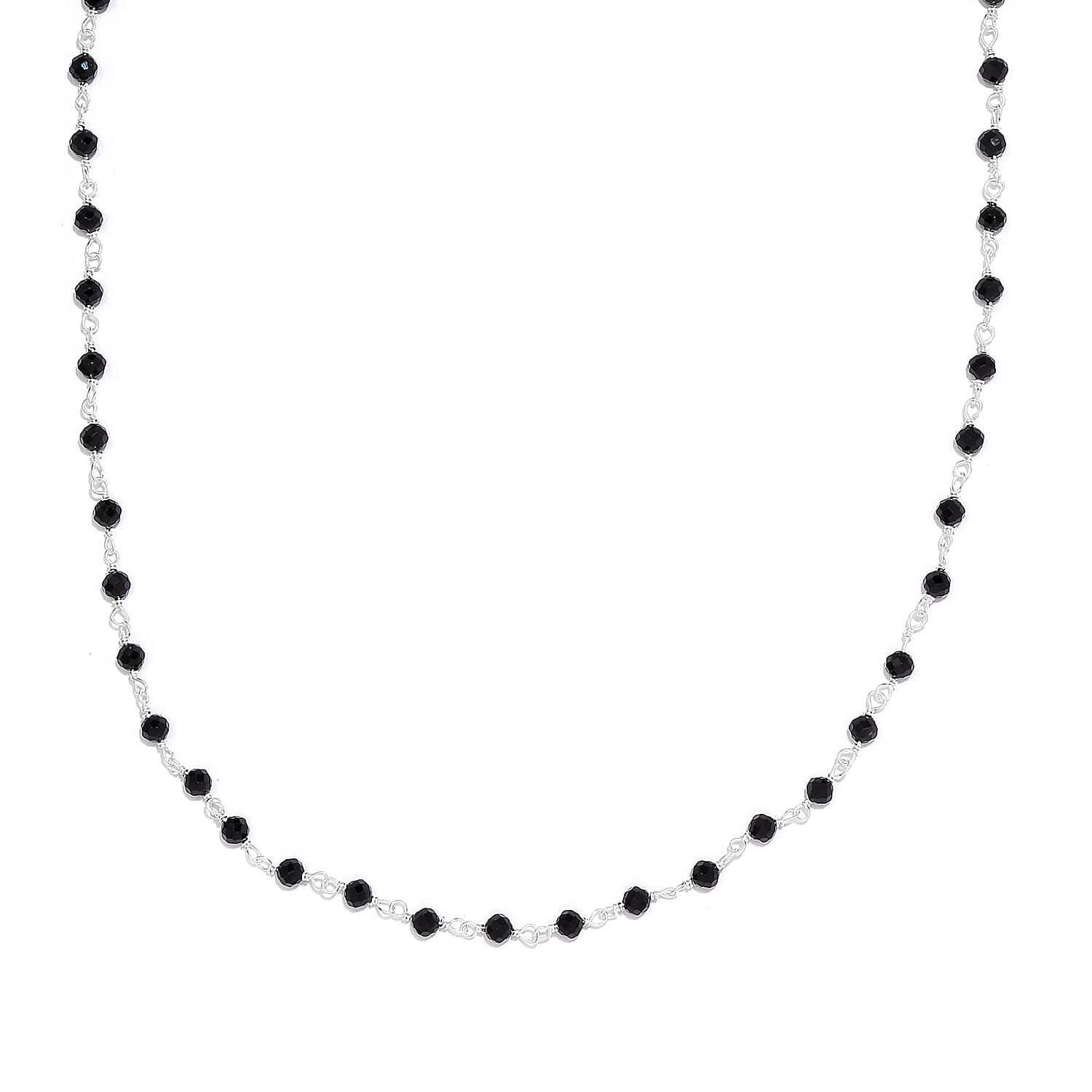 Boi Ploi Black Spinel Beads Necklace (Size - 20) in Sterling Silver 15.60 Ct.