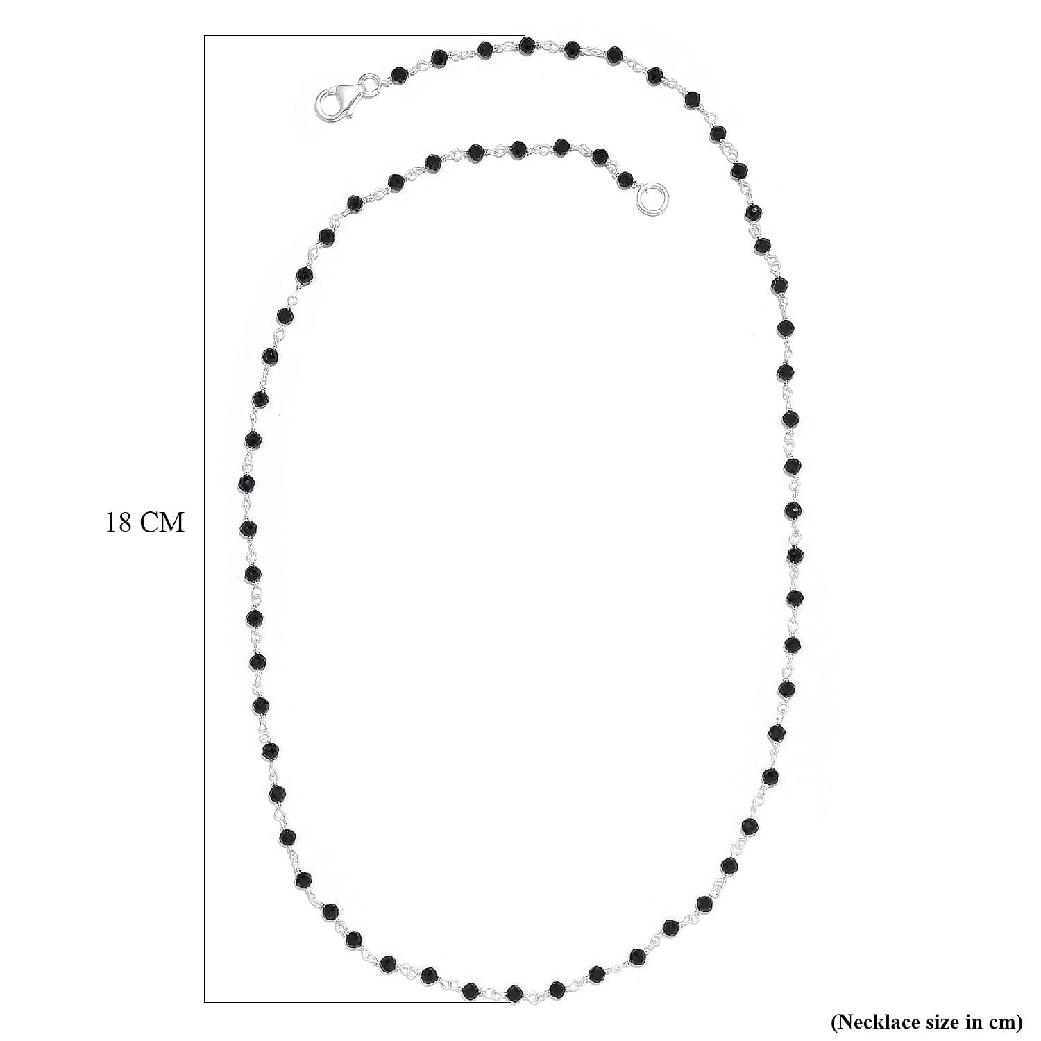 Boi Ploi Black Spinel Beads Necklace (Size - 20) in Sterling Silver 15.60 Ct.