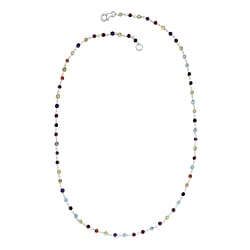 OTO - Multi gemstones Beads Necklace (Size - 20) Sterling Silver 14.39 Ct.