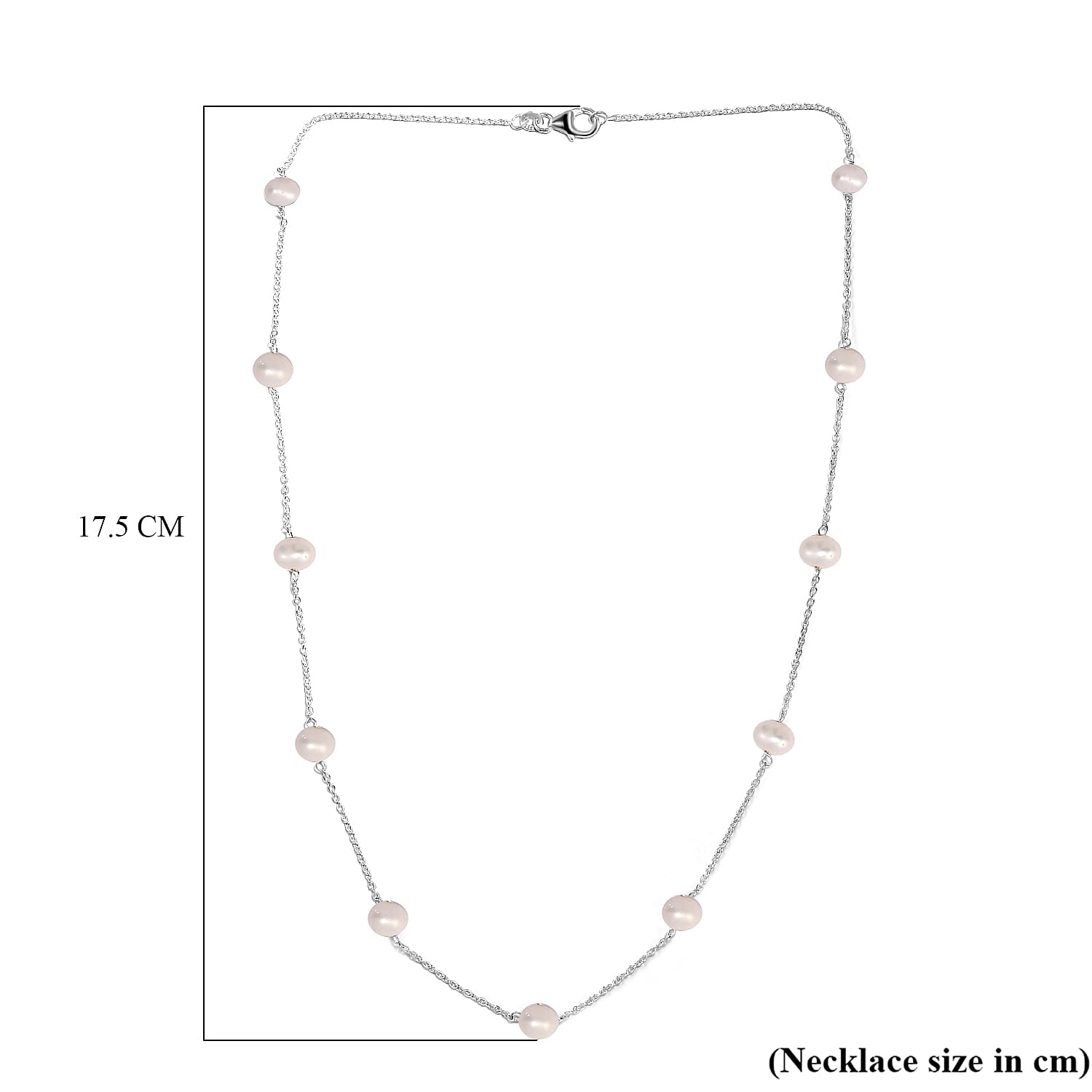 One Time Close Out Deal- White Fresh Water Pearl Necklace (Size - 20) with Lobster Clasp, Sterling Silver 11.00 ct