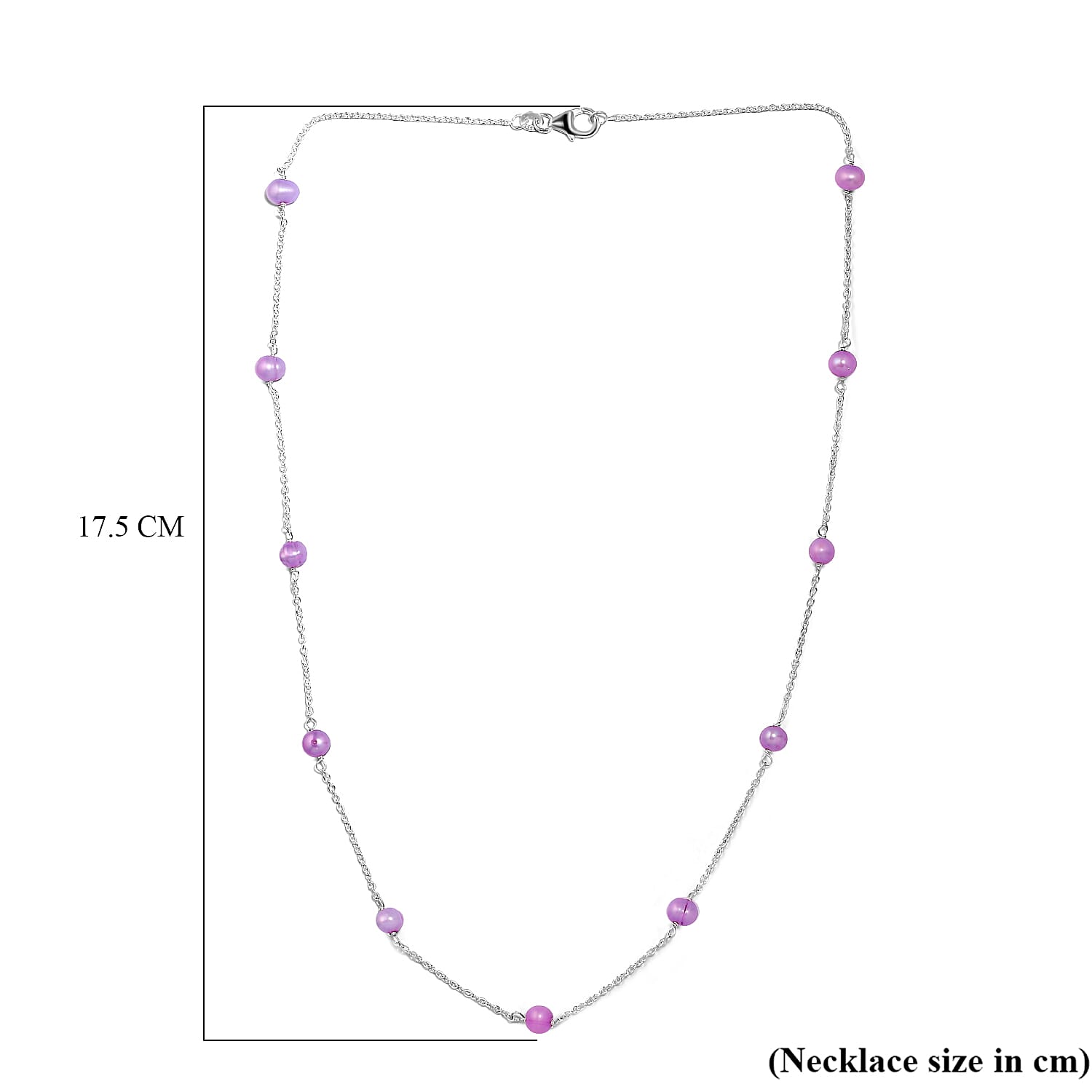 Fresh Water Lavender Pearl Necklace (Size - 20) with Lobster Clasp in Sterling Silver