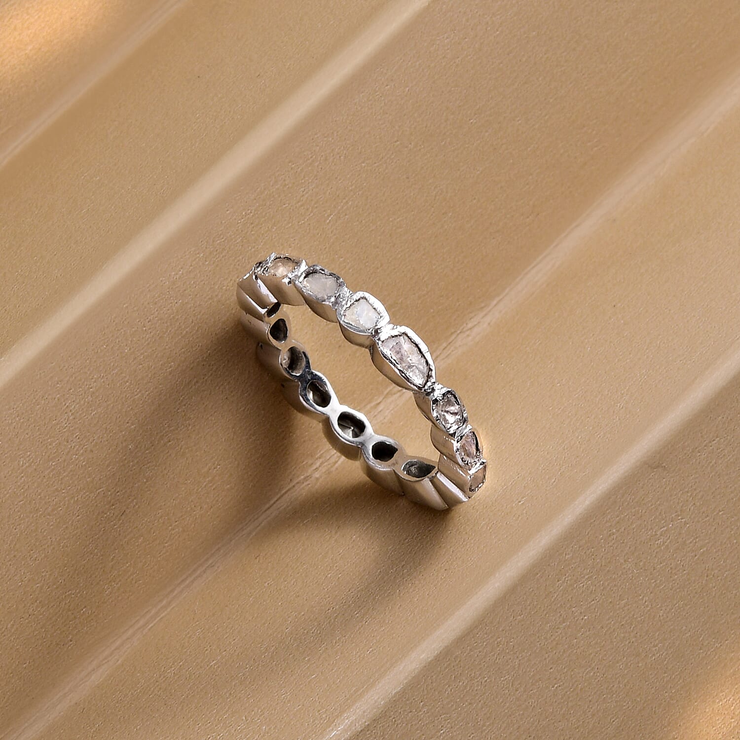 Artisan Crafted Polki Diamond Ring in Platinum Overlay Sterling Silver 0.50 Ct.