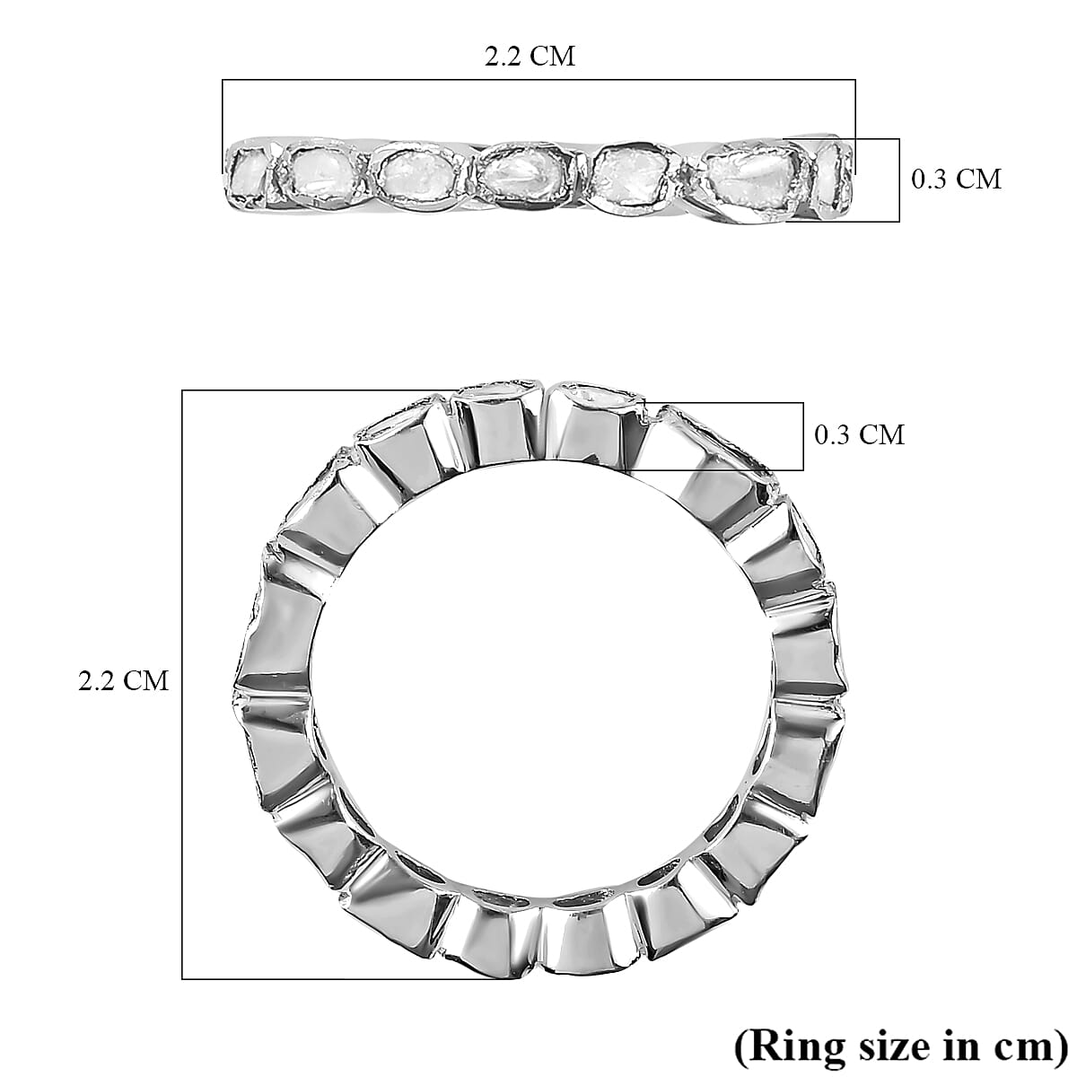 Artisan Crafted Polki Diamond Ring in Platinum Overlay Sterling Silver 0.50 Ct.