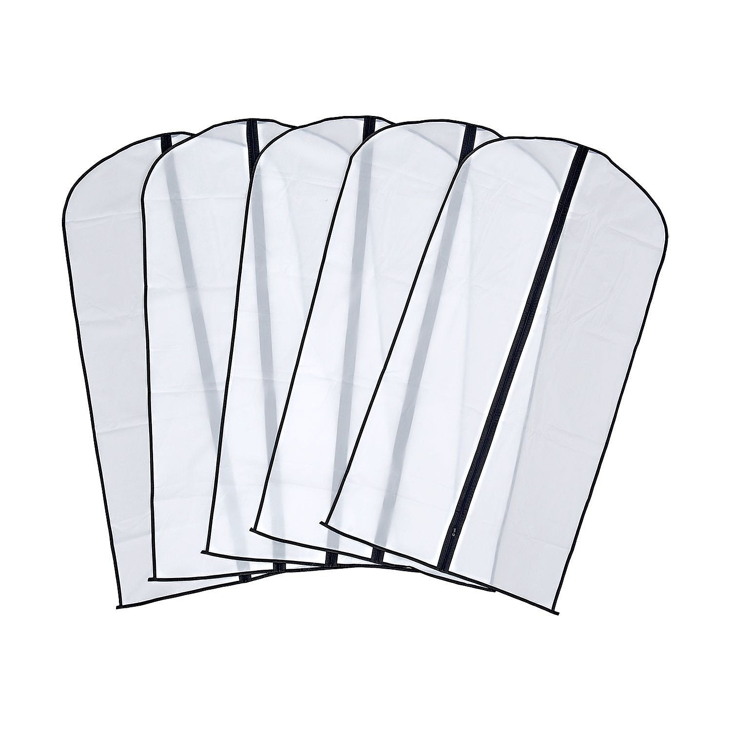 Set of 5 - Dustproof Garment Bag with Zipper (Size 120x60cm) - White