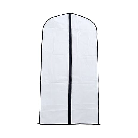 Set of 5 - Dustproof Garment Bag with Zipper (Size 120x60Cm) - White