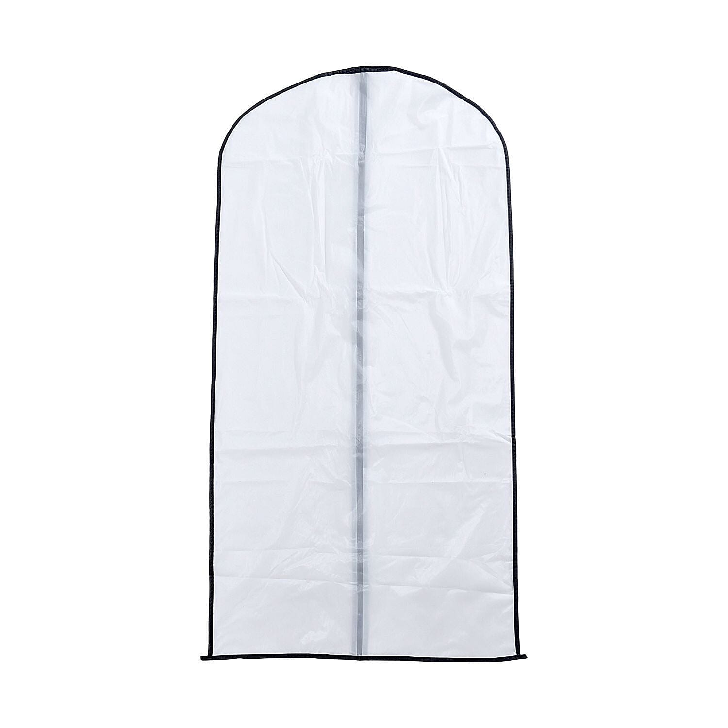 Set of 5 - Dustproof Garment Bag with Zipper (Size 120x60Cm) - White