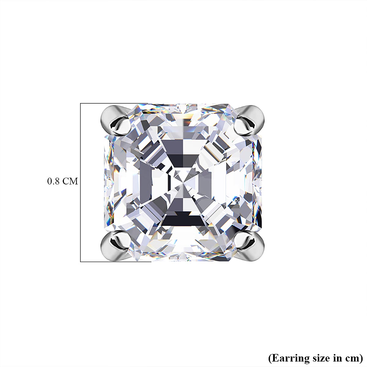 Petalite (Asscher Cut) Stud Earrings (with Push Back) in Platinum Overlay Sterling Silver 1.080 Ct.