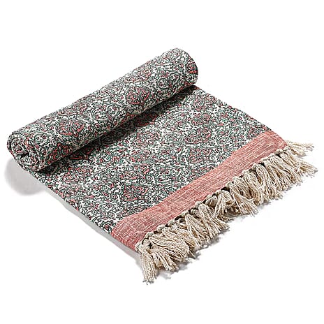 Supreme Range 100% Cotton Hand Crafted Rug (Size 180x130 cm) - Peach - Multi