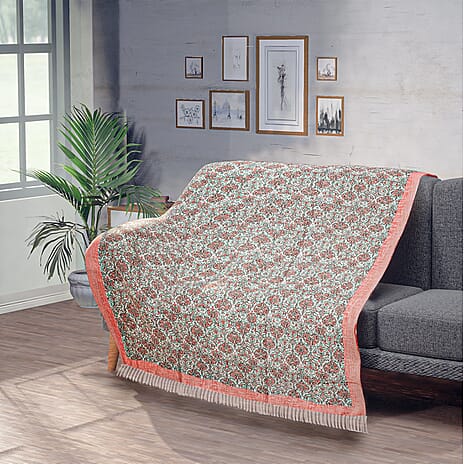 Supreme Range 100% Cotton Hand Crafted Rug (Size 180x130 cm) - Peach - Multi