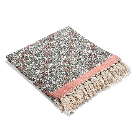 Supreme Range 100% Cotton Hand Crafted Rug (Size 180x130 cm) - Peach - Multi