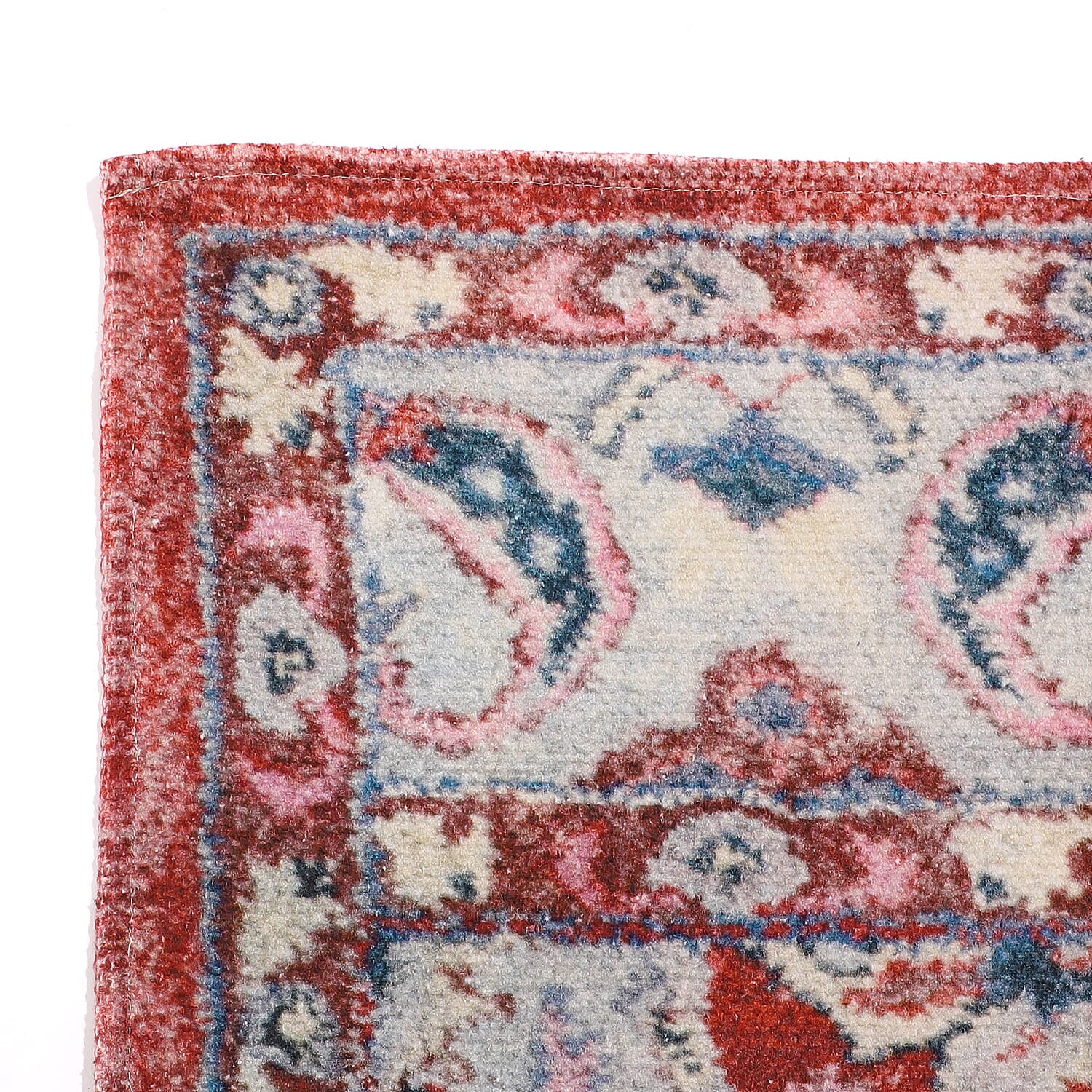 100% Cotton Digital Printed Rug and Door Mat (Size 180x120 cm) - Red & White