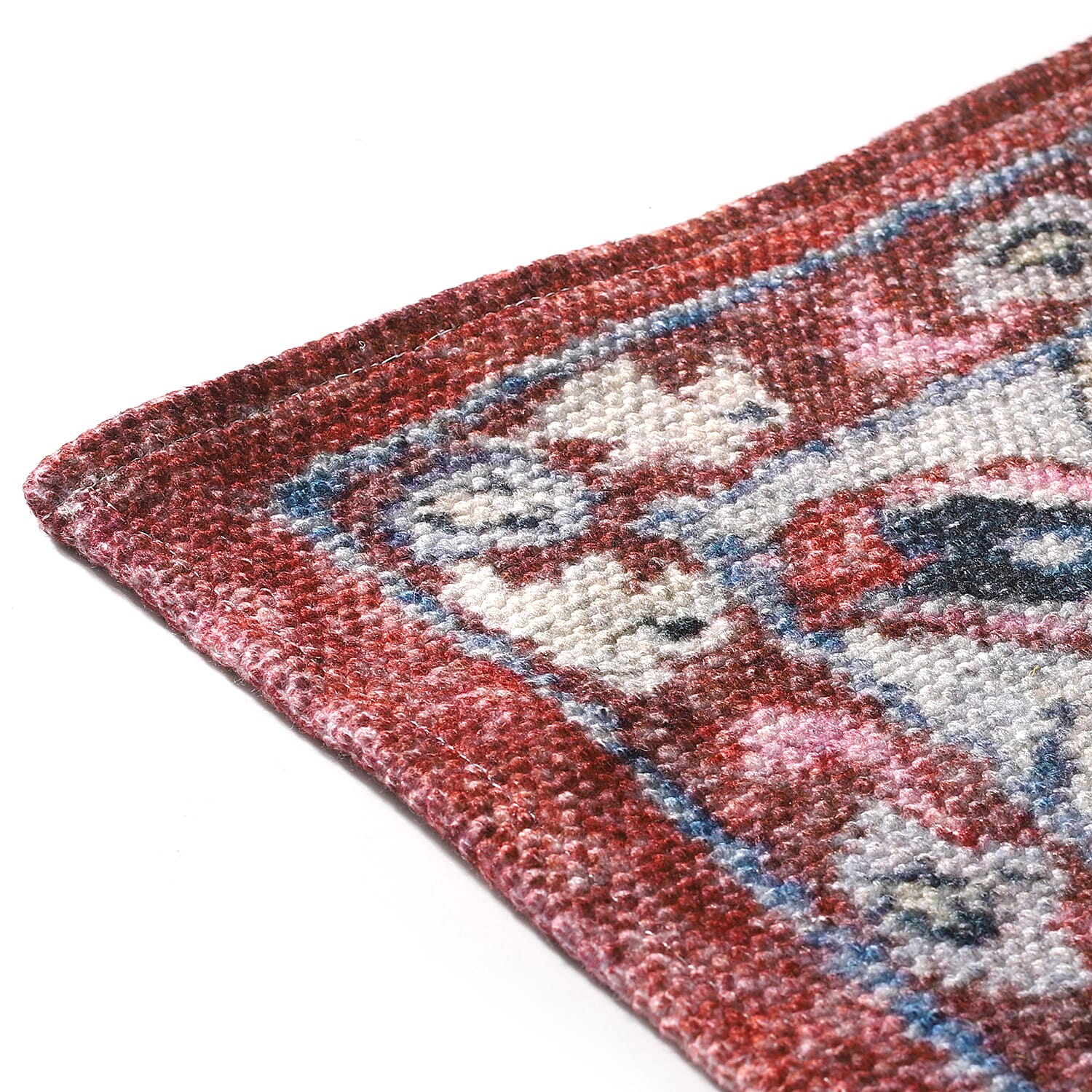 100% Cotton Digital Printed Rug and Door Mat (Size 180x120 cm) - Red & White