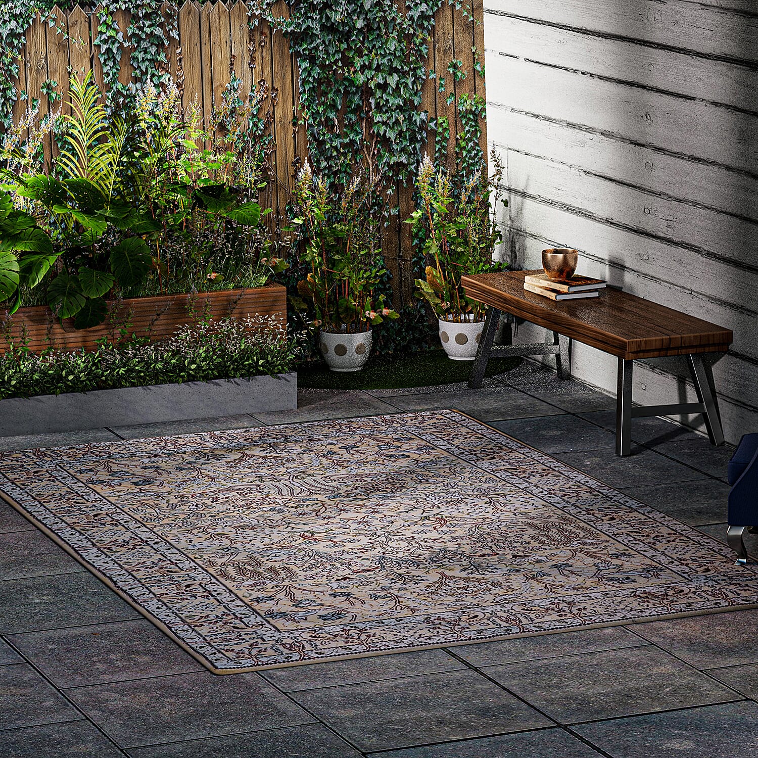 Hand Made 100% Cotton Digital Printed Rug (Size 180x120 cm) - Peach & Multi