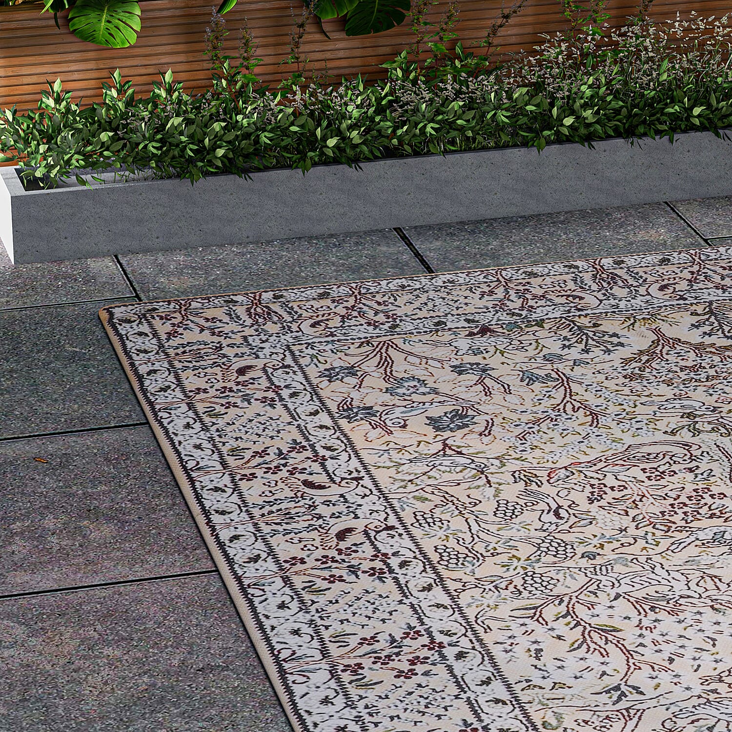 Hand Made 100% Cotton Digital Printed Rug (Size 180x120 cm) - Peach & Multi