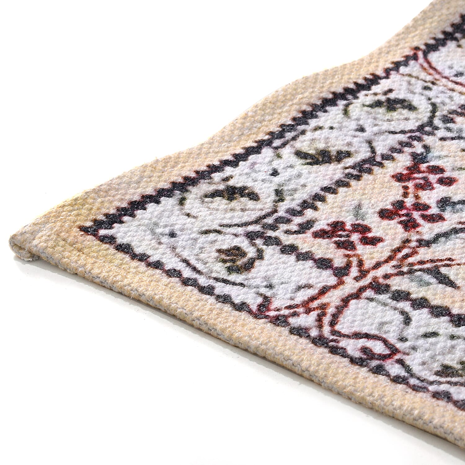 Hand Made 100% Cotton Digital Printed Rug (Size 180x120 cm) - Peach & Multi