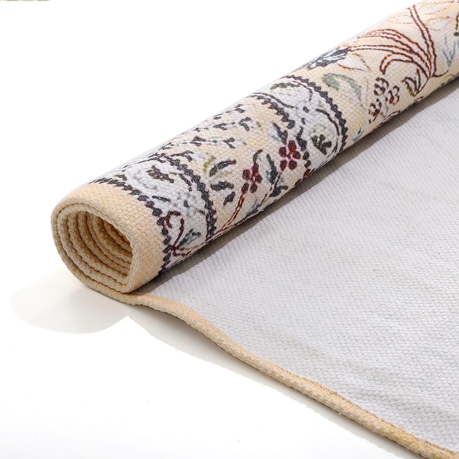 Hand Made 100% Cotton Digital Printed Rug (Size 180x120 cm) - Peach & Multi