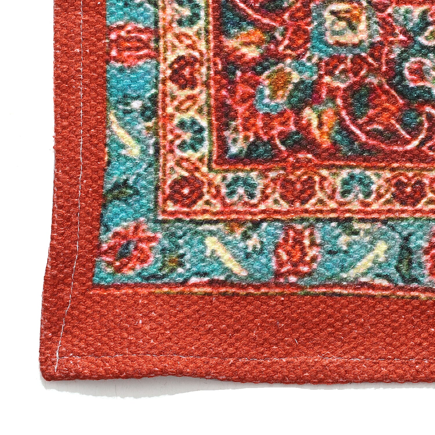 Hand Made 100% Cotton Digital Printed Rug (Size 180x120 cm) - Red & Multi