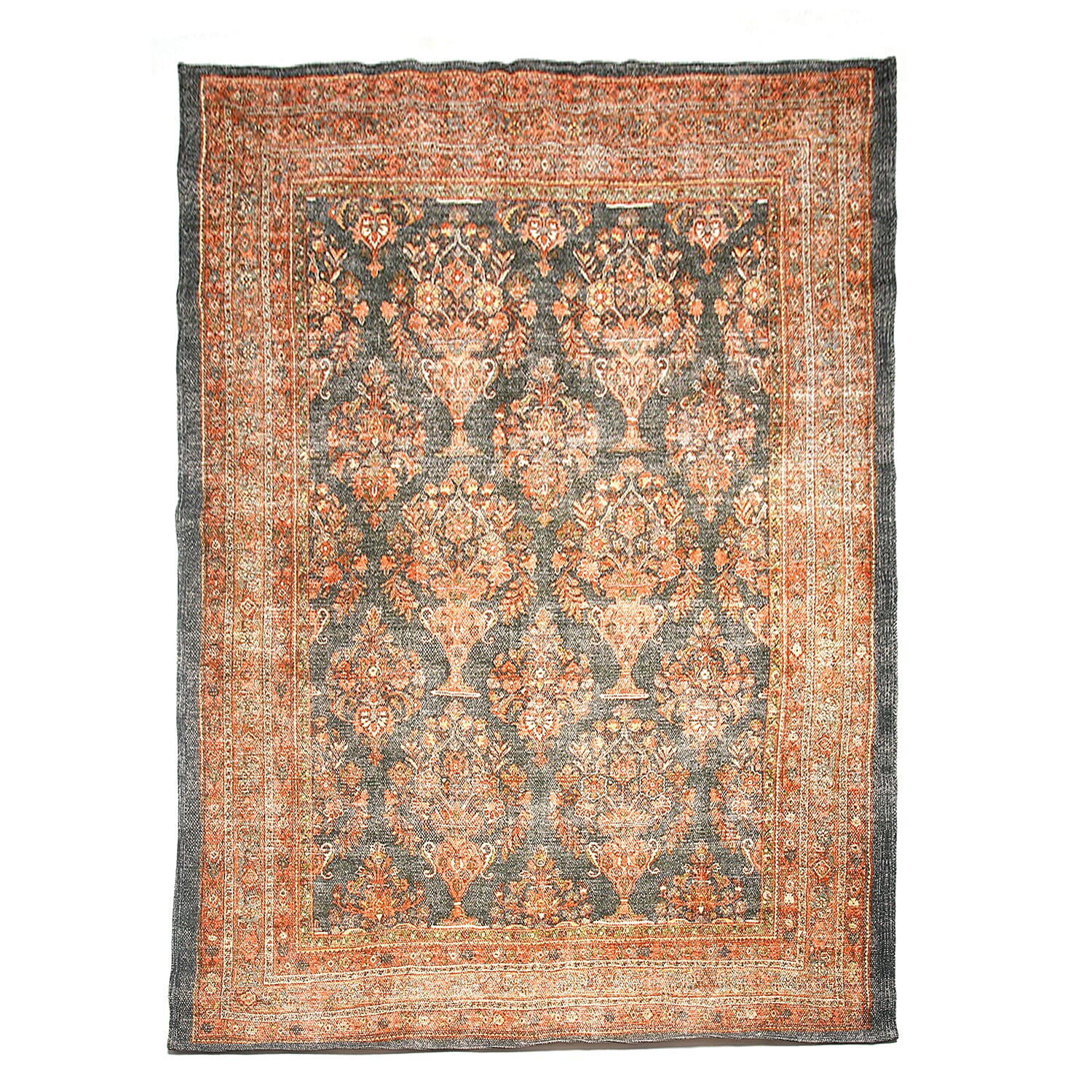 Handmade 100% Cotton Digital Printed Rug (Size 180x120 cm) - Orange and Multi