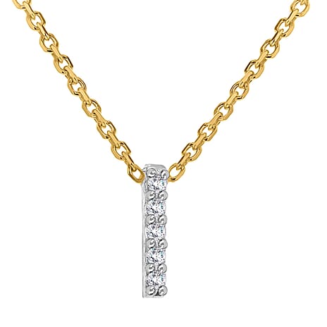 9K Yellow and White Gold With VS SI Diamond Mini Initial I Necklace 17 Inch