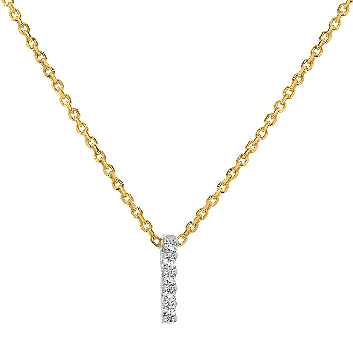 9K Yellow and White Gold With VS SI Diamond Mini Initial I Necklace 17 Inch