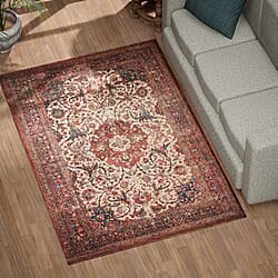 100% Cotton Digital Printed Rug and Door Mat (Size 180x120 cm) - Red & White