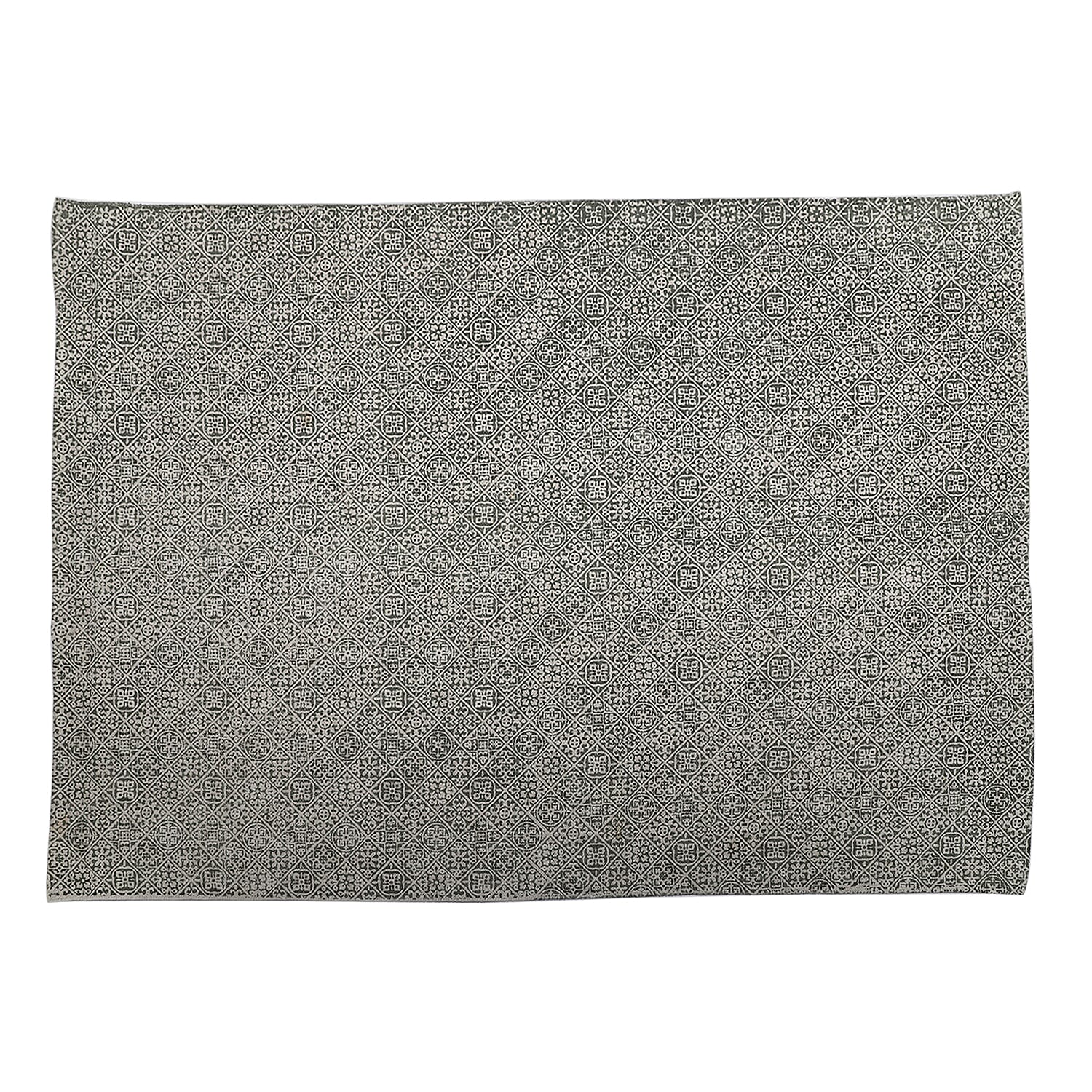 Hand Made 100% Cotton Printed Rug (Size 180x120 cm) - Green and Cream