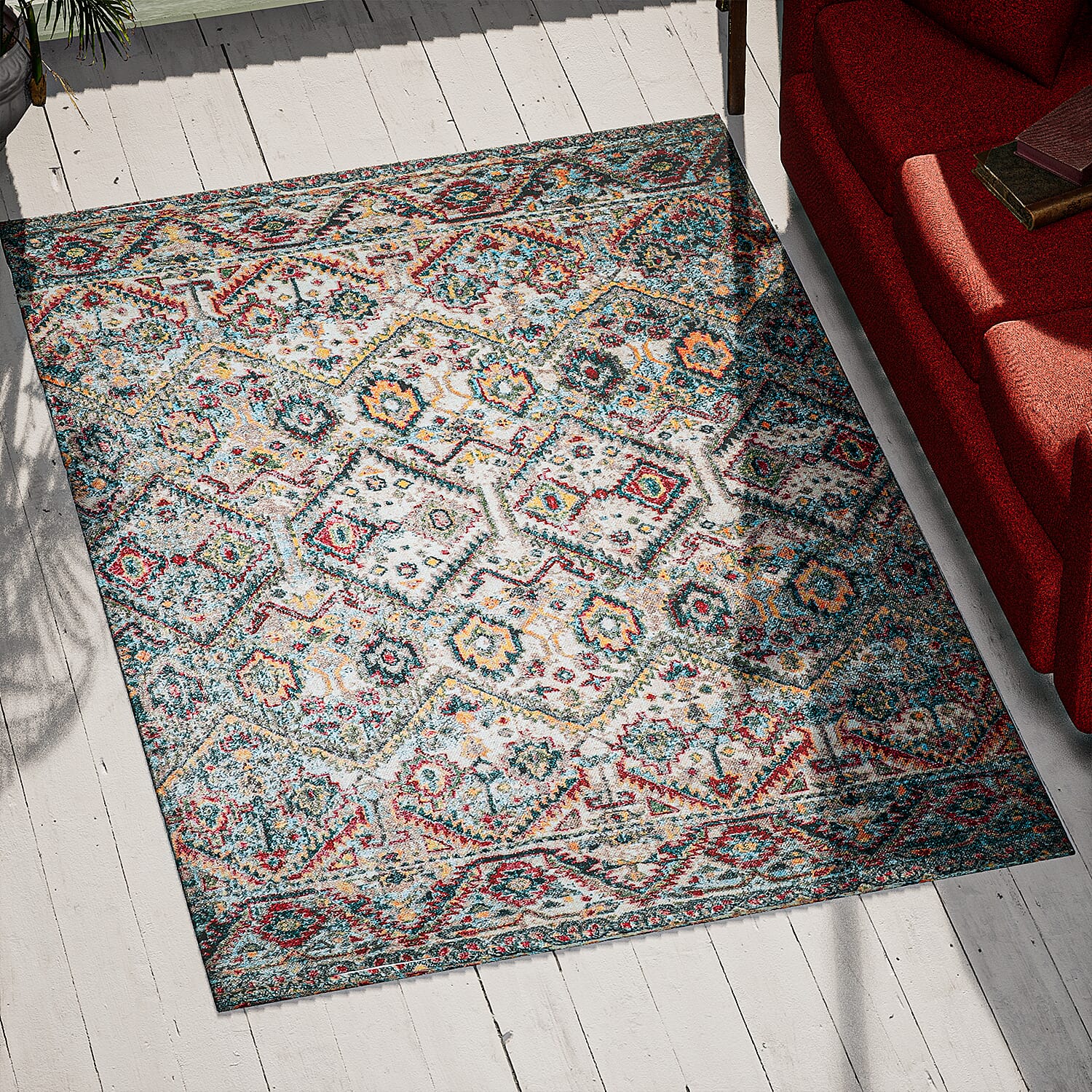 Hand Made 100% Cotton Rug (Size 180x120 cm) - Grey and Multi