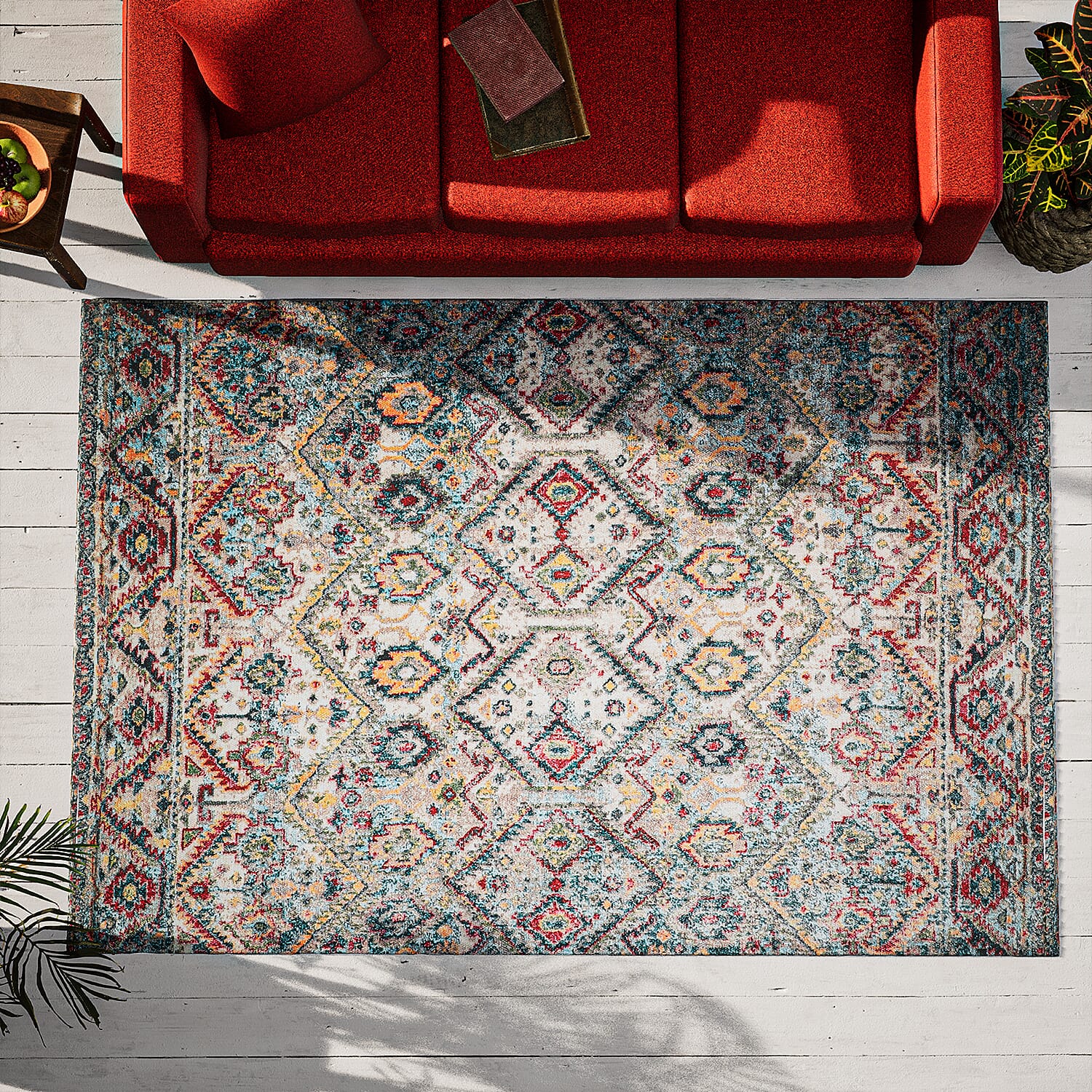 Hand Made 100% Cotton Rug (Size 180x120 cm) - Grey and Multi