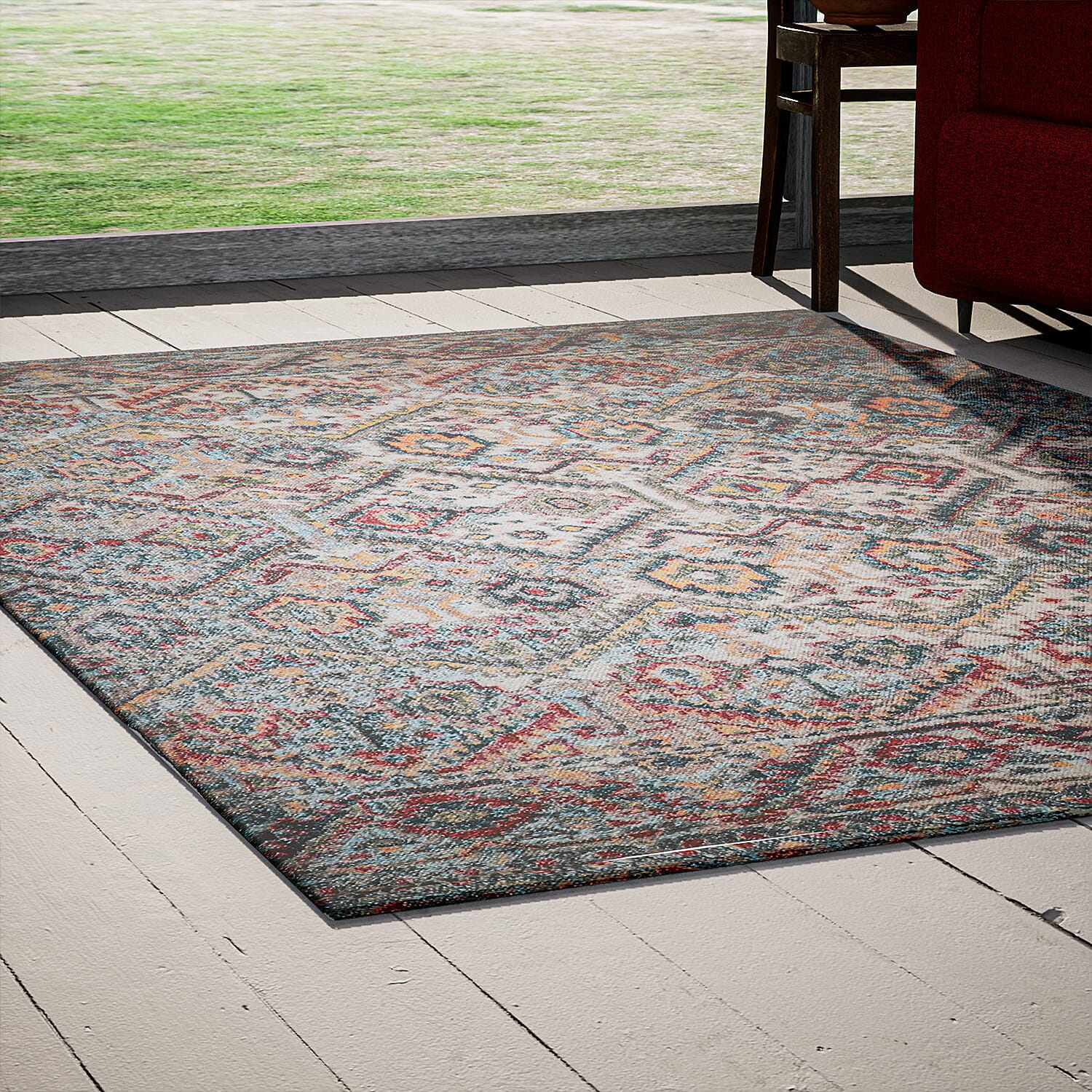 Hand Made 100% Cotton Rug (Size 180x120 cm) - Grey and Multi