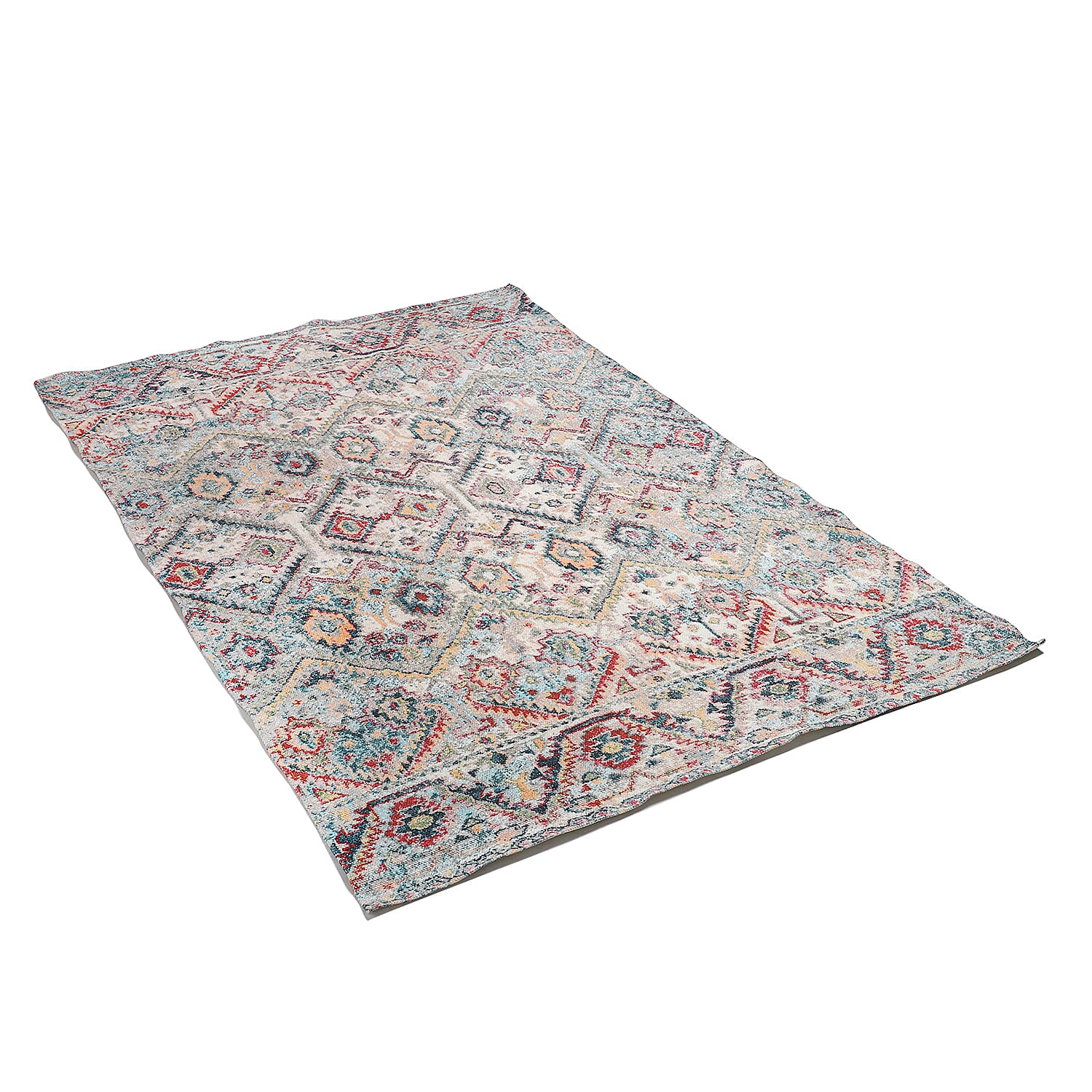 Hand Made 100% Cotton Rug (Size 180x120 cm) - Grey and Multi