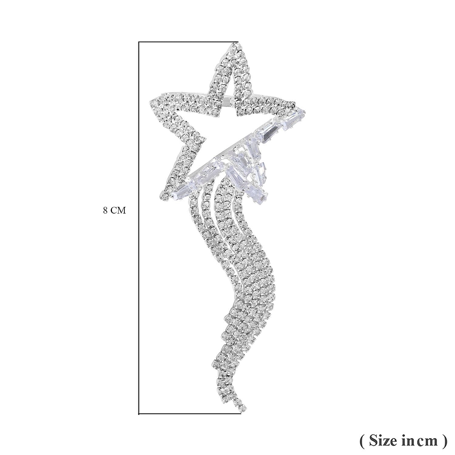 Simulated Diamond and White Austrian Crystal Star Fish Brooch in Silver Tone