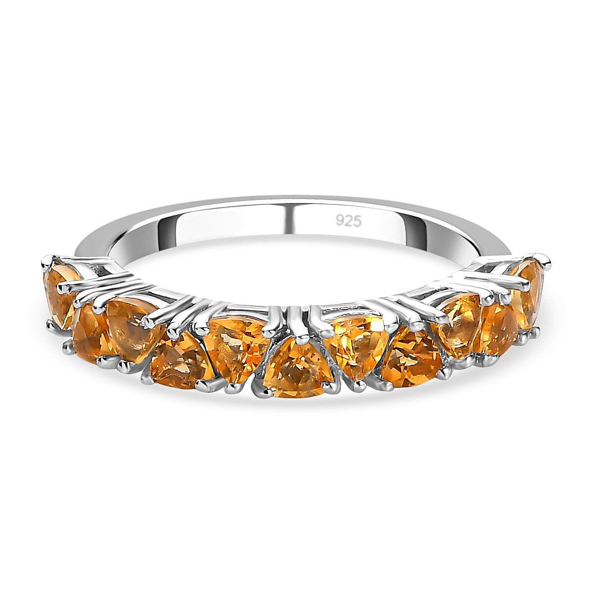 Citrine Band Ring in Platinum Overlay Sterling Silver 1.144 Ct